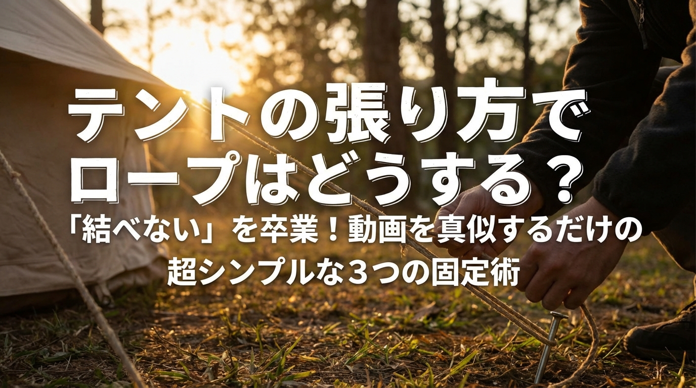 テントの張り方でロープはどうする?「結べない」を卒業!動画を真似するだけの超シンプルな3つの固定術